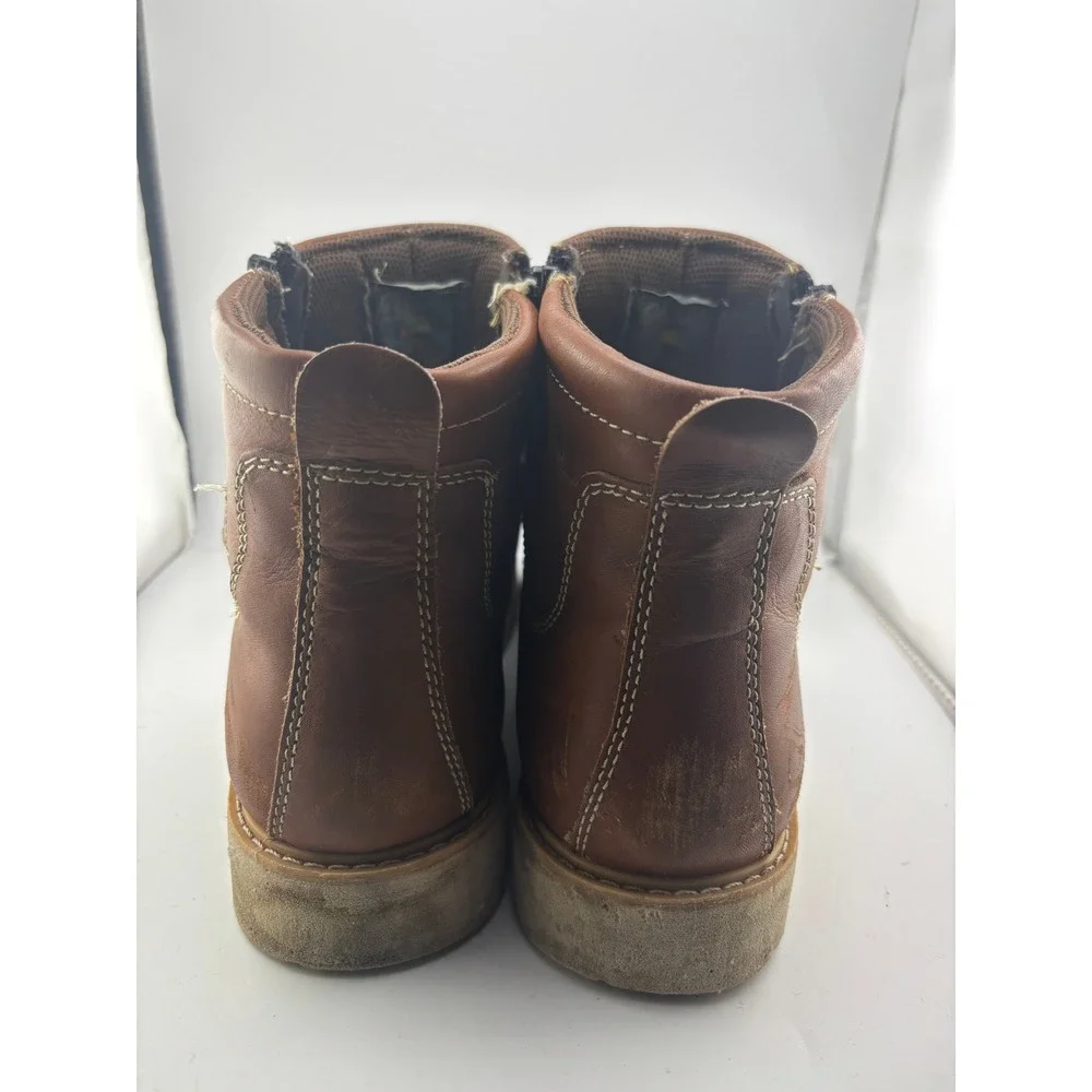 El Arco Boots Mens Brown Leather Side Zip Ribbed Moc Toe Wedge Sole 30 52828 330